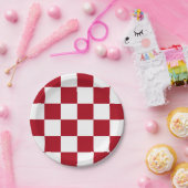 Donkerrood/wit gecontroleerd papieren bordje (Feest)