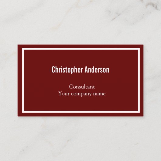 Donkerrood wit, minimaal professioneel bedrijf visitekaartje (Voorkant)
