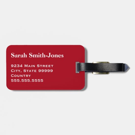 Donkerrood wit omhulsel met zorg Hartelijk dank Bagagelabel (Achterkant horizontaal)