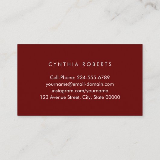 Donkerrood wit script standaard Afstuderen Visitekaartje (Achterkant)