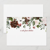 Donkerrood, wit, zachte roze rozen met groen notitiekaartje (Voorkant / Achterkant)