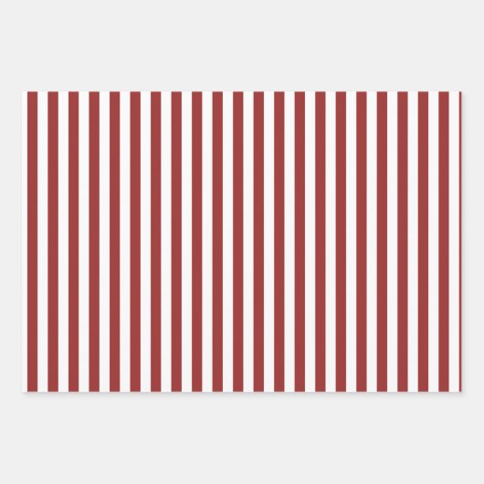 Donkerrood & Witte Strepen Inpakpapier Vel (Voorkant 2)