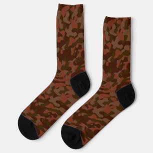 Donkerrood, zalm en olijfgroene camouflage abstrac sokken