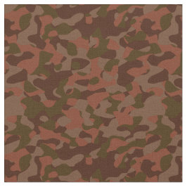 Donkerrood, zalm en olijfgroene camouflage abstrac stof