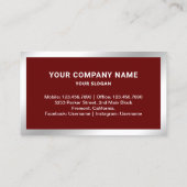 Donkerrood Zilver Folie Onroerend goed Fotomakelaa Visitekaartje (Achterkant)