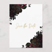 Donkerrood & Zwart Bloemmotief Gotische 'Save the  Aankondigingskaart (Voorkant)
