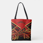 Donkerrood, zwart en goudvormig design tote bag (Achterkant)