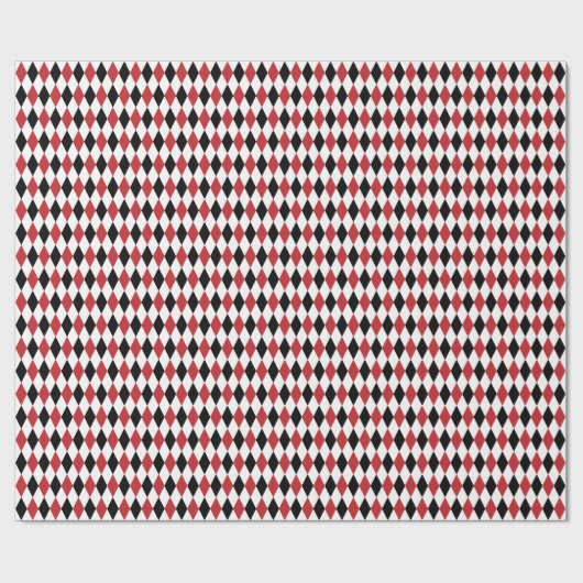 Donkerrood, zwart en wit Harlequin Wrapping Paper Cadeaupapier (Vlak)