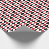 Donkerrood, zwart en wit Harlequin Wrapping Paper Cadeaupapier (Hoek)