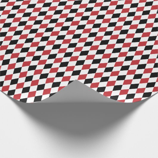 Donkerrood, zwart en wit Harlequin Wrapping Paper Cadeaupapier (Hoek)