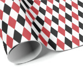 Donkerrood, zwart en wit Harlequin Wrapping Paper Cadeaupapier (Rol Hoek)