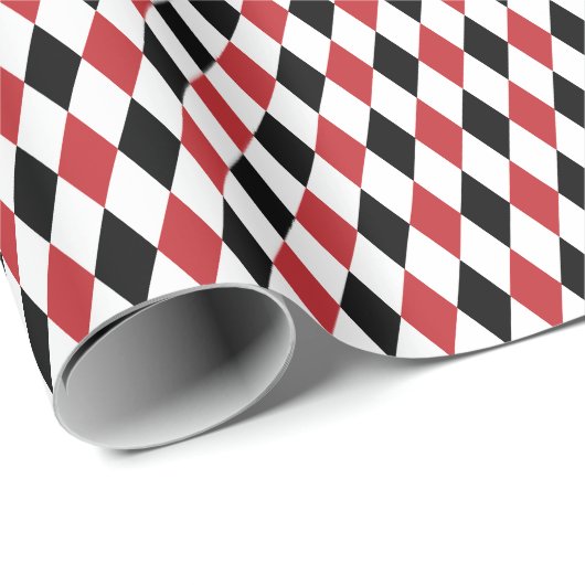 Donkerrood, zwart en wit Harlequin Wrapping Paper Cadeaupapier (Rol Hoek)