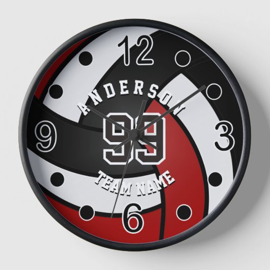 Donkerrood, zwart en wit volleybal (Voorkant)