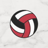Donkerrood, zwart en wit volleybal confetti (Kleine voorkant)