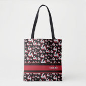 Donkerrood, zwart en wit volleybal personaliseren tote bag (Voorkant)