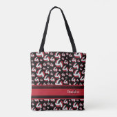 Donkerrood, zwart en wit volleybal personaliseren tote bag (Achterkant)