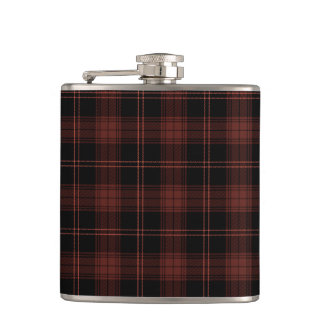Donkerrood, zwart geruit (tartan) patroon heupfles