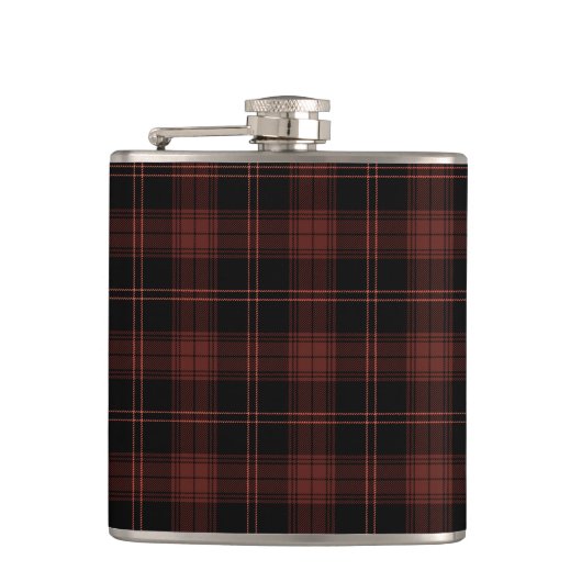 Donkerrood, zwart geruit (tartan) patroon heupfles (Voorkant)