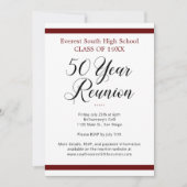 Donkerrood zwart minimalistische 50 jaar klasse re kaart (Voorkant)