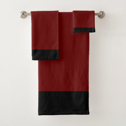 Donkerrood Zwart Sport Team Kleuren Badhanddoek Se Bad Handdoek (Insitu)