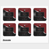 Donkerrood Zwart Wavy Silver Hearts Product Labels (Vel)