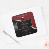 Donkerrood Zwart Wavy Silver Hearts Product Labels (Envelop)