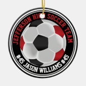 Donkerrood, zwart & wit Voetbal ⚽ Keramisch Ornament (Voorkant)