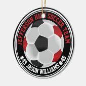 Donkerrood, zwart & wit Voetbal ⚽ Keramisch Ornament (Links)