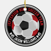 Donkerrood, zwart & wit Voetbal ⚽ Keramisch Ornament (Achterkant)