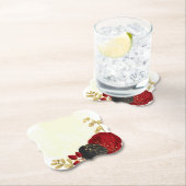 donkerrood & zwarte bloemen goud kartonnen onderzetters (Insitu)