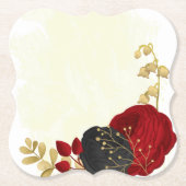 donkerrood & zwarte bloemen goud kartonnen onderzetters (Voorkant)