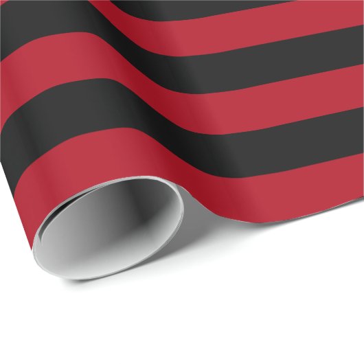 Donkerrood/Zwarte Streep Cadeaupapier (Rol Hoek)