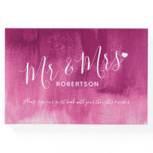 Donkerroze abstract gepersonaliseerd trouwgastenbo