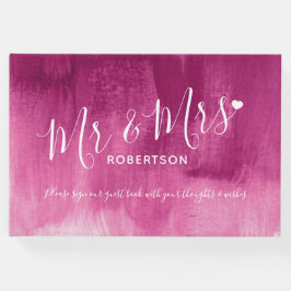 Donkerroze abstract gepersonaliseerd trouwgastenbo gastenboek