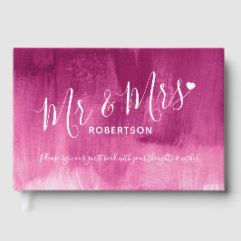 Donkerroze abstract gepersonaliseerd trouwgastenbo gastenboek