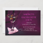 Donkerroze Bachelorette Martini Bruidsfeest Kaart (Voorkant)