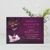 Donkerroze Bachelorette Martini Bruidsfeest Kaart (Staand voorkant)