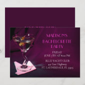 Donkerroze Bachelorette Martini Bruidsfeest Kaart (Voorkant / Achterkant)