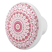 Donkerroze Bloemen Mandala Keramische Knop (Rechts)