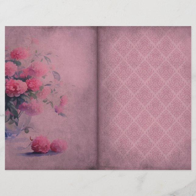 Donkerroze bloemenjournaal Pagina (Voorkant)