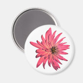donkerroze bloemmagneet magneet (Voorkant / Achterkant)