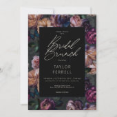 Donkerroze Bourgondië & Goud Bloemen Bruidsbrunch Kaart (Voorkant)