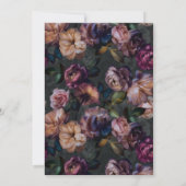 Donkerroze Bourgondië & Goud Bloemen Bruidsbrunch Kaart (Achterkant)