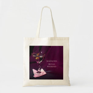 Donkerroze bruiloftsfeest weekend Martini Tote Bag