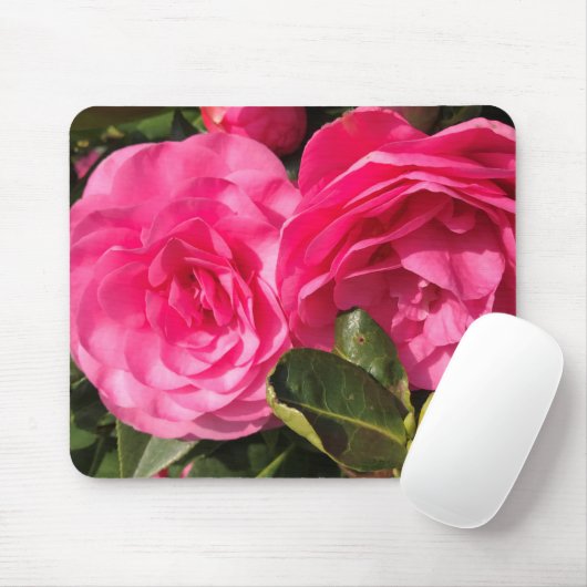 Donkerroze Camellia Flowers Muismat (Met muis)
