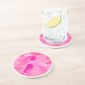 Donkerroze Camouflage Roze Lint Datum Coaster Zandsteen Onderzetter (Zijkant)