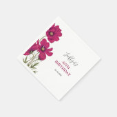 Donkerroze Cosmos Bloemengroen Verjaardag Servet (Hoek)