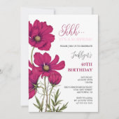 Donkerroze Cosmos Floral Surprise Verjaardag Kaart (Voorkant)
