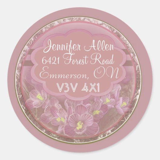 Donkerroze Crocus labels (Voorkant)