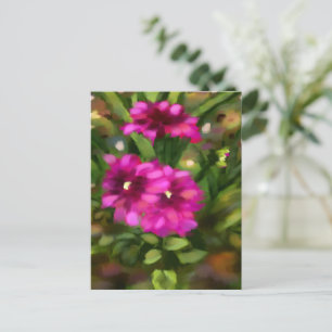 Donkerroze Dahlia Bloemen Bloem Groen Briefkaart